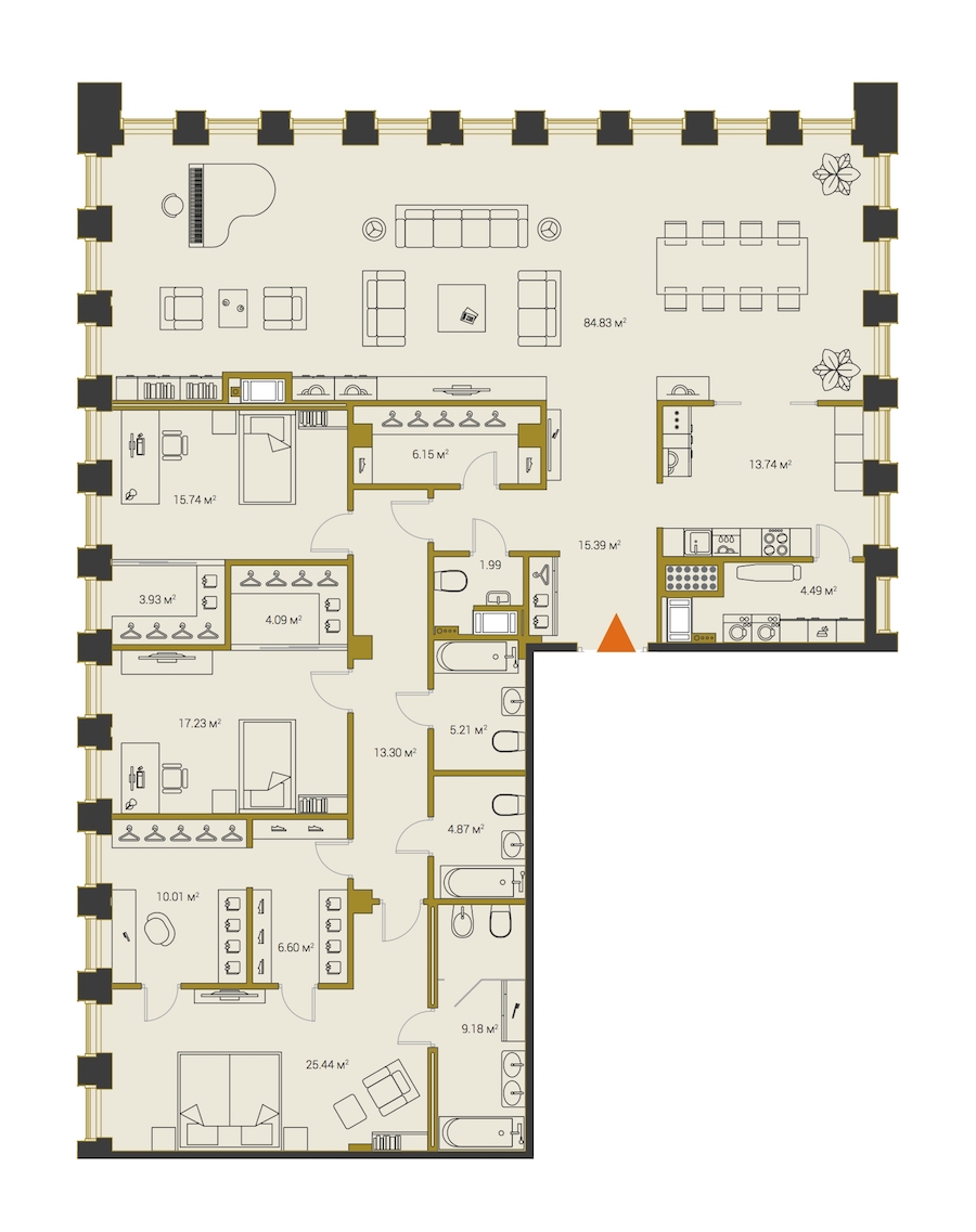 4-комнатная, 242 м² — ЖК ЖК Legenda Институтский (Институтский, 16)