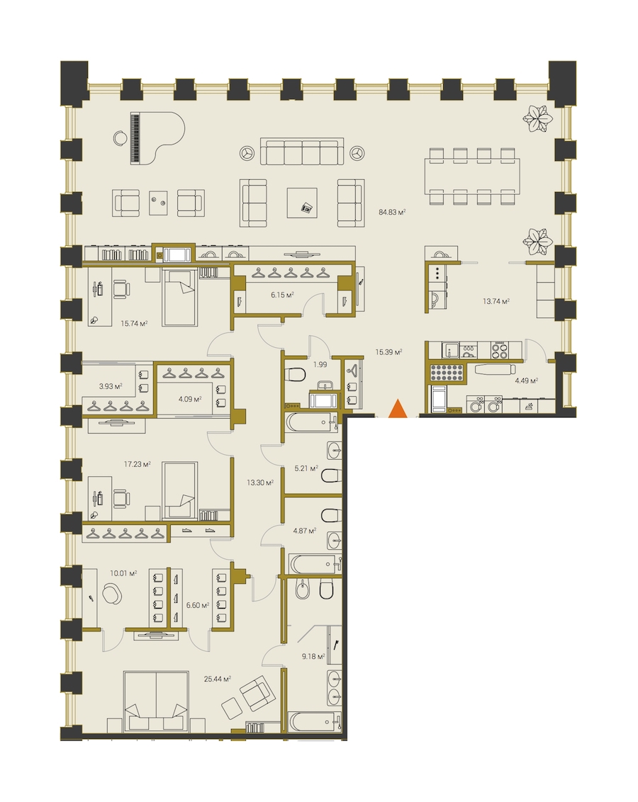 4-комнатная, 242 м² — ЖК ЖК Legenda Институтский (Институтский, 16)