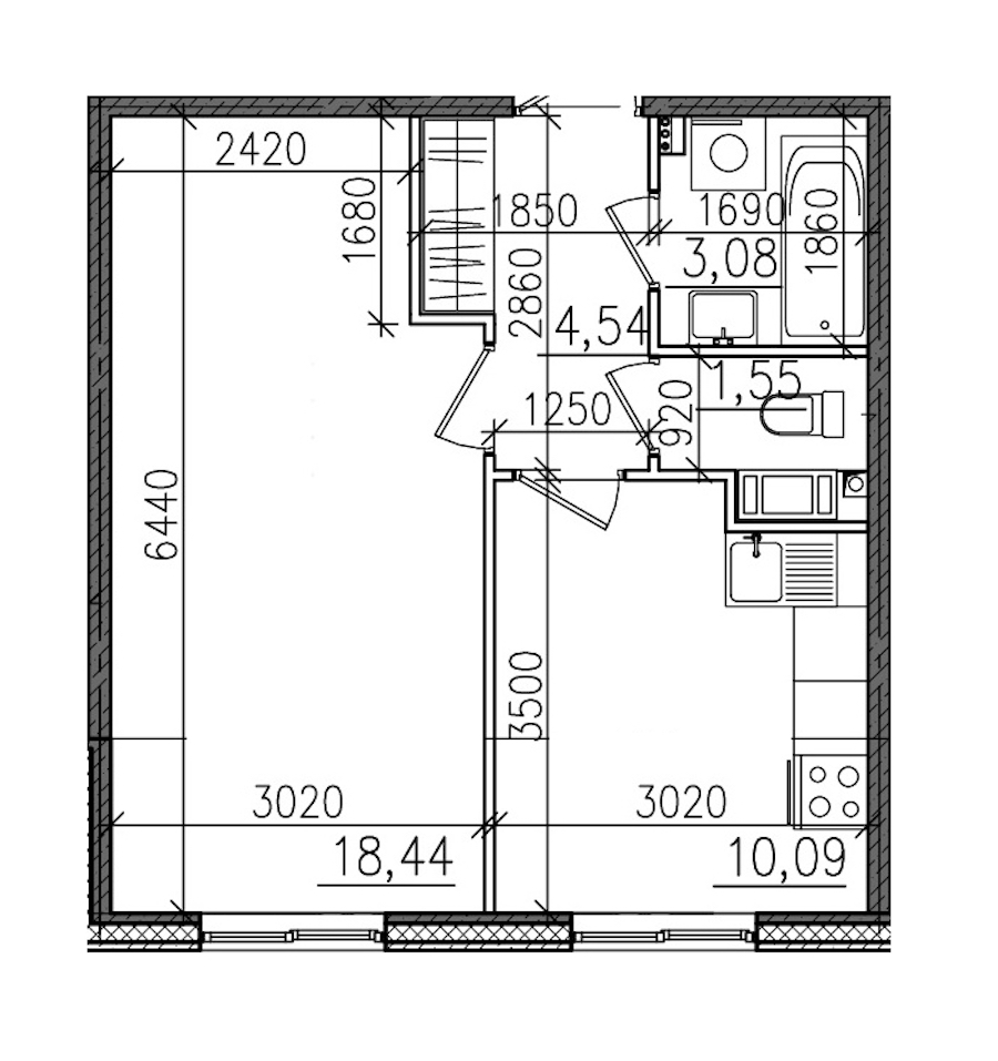 1-комнатная, 38 м² — ЖК ЖК Янила Драйв