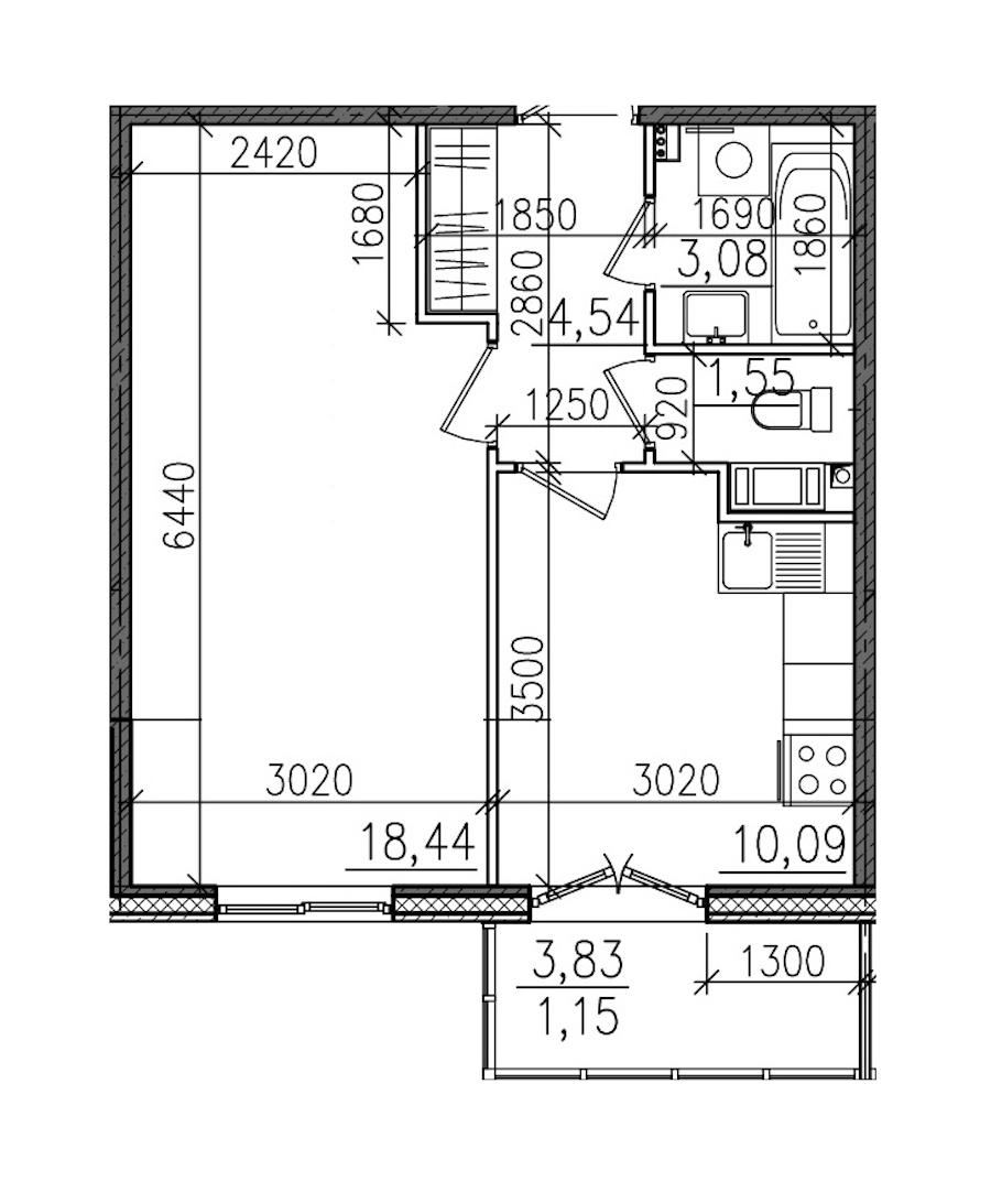 1-комнатная, 39 м² — ЖК ЖК Янила Драйв