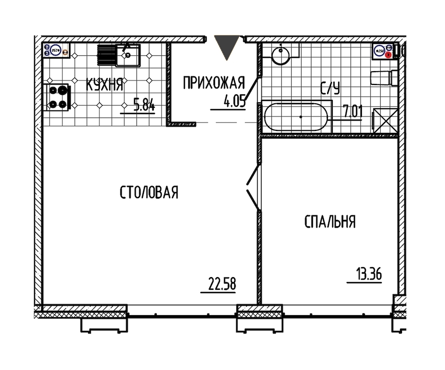 1-комнатная, 53 м² — ЖК ЖК Маленькая Франция