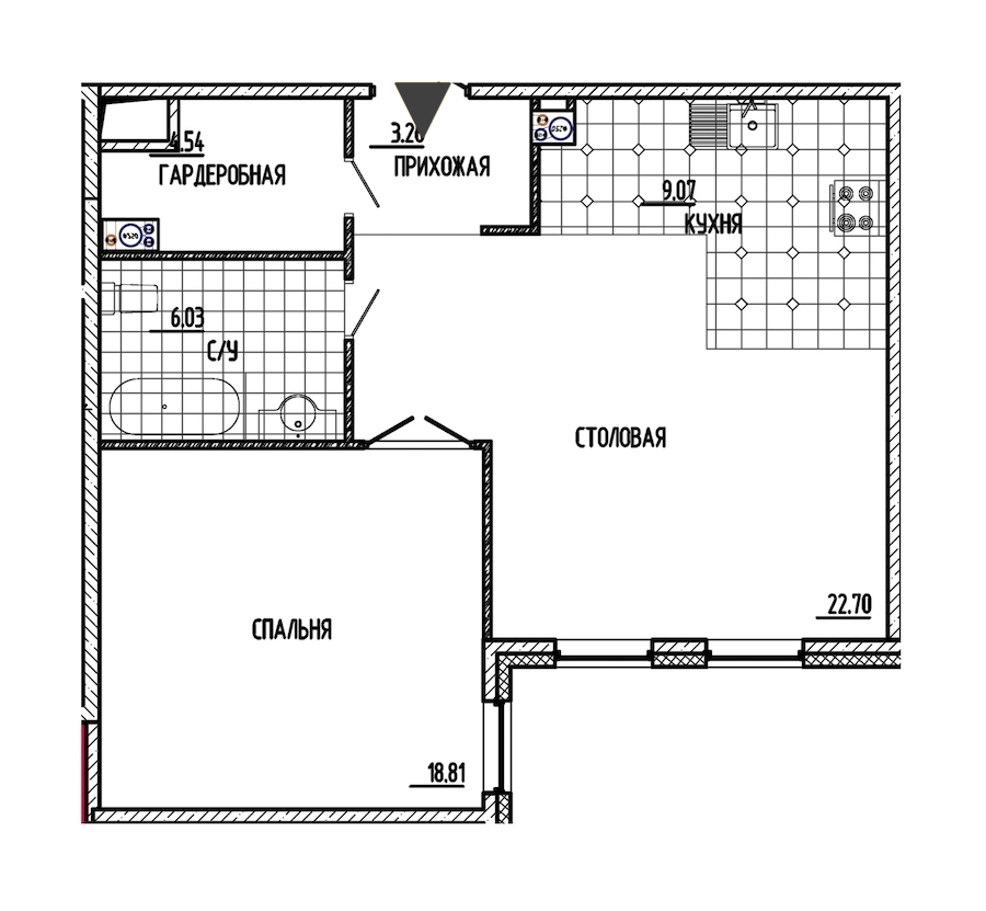 1-комнатная, 64 м² — ЖК ЖК Маленькая Франция