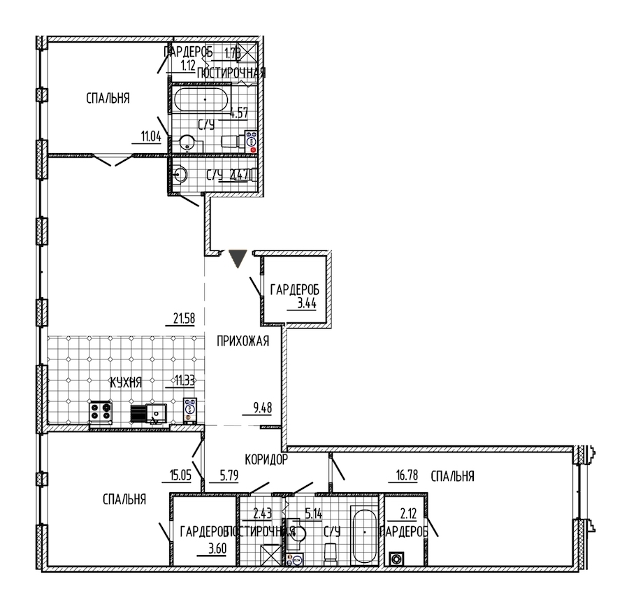 1-комнатная, 118 м² — ЖК ЖК Маленькая Франция