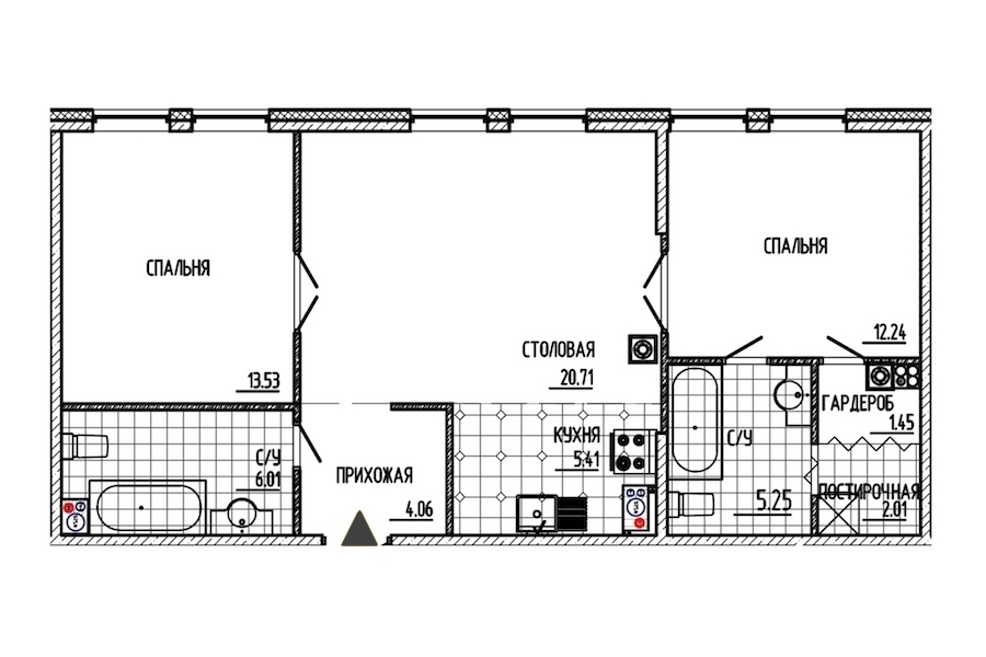 2-комнатная, 71 м² — ЖК ЖК Маленькая Франция