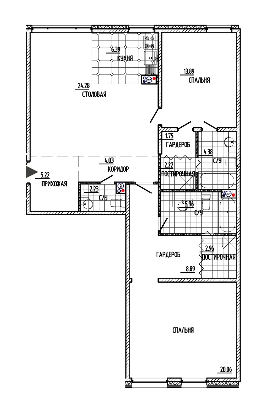 2-комнатная, 102 м² — ЖК ЖК Маленькая Франция