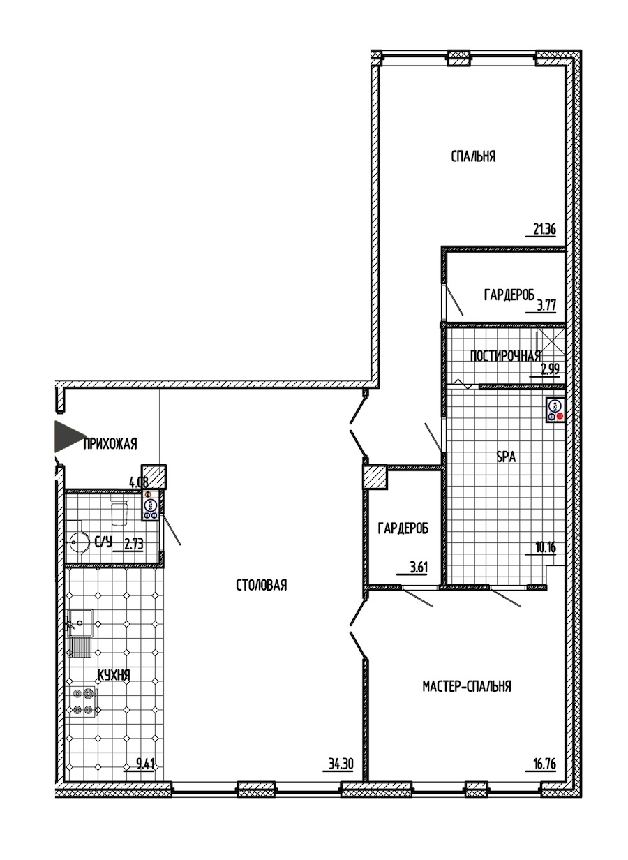 2-комнатная, 109 м² — ЖК ЖК Маленькая Франция