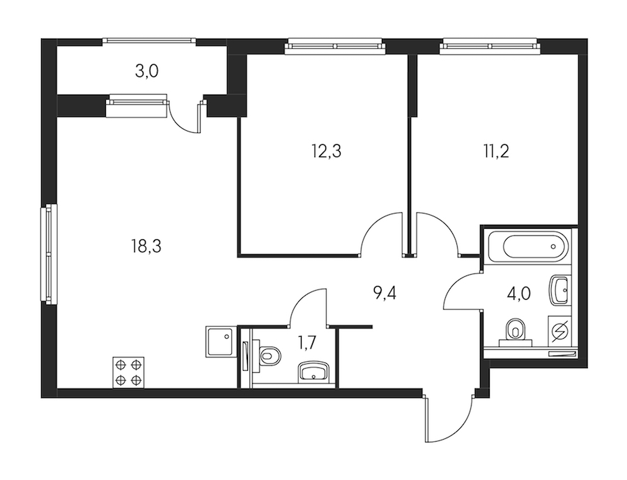 2-комнатная, 58 м² — ЖК ЖК Орловский парк