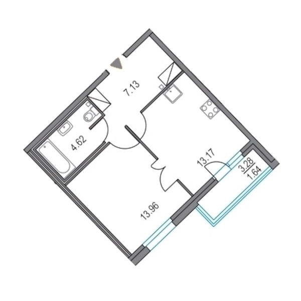1-комнатная, 39 м² — ЖК ЖК Приморский квартал