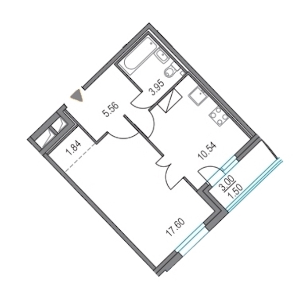 1-комнатная, 39 м² — ЖК ЖК Приморский квартал