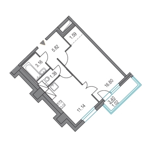 1-комнатная, 40 м² — ЖК ЖК Приморский квартал