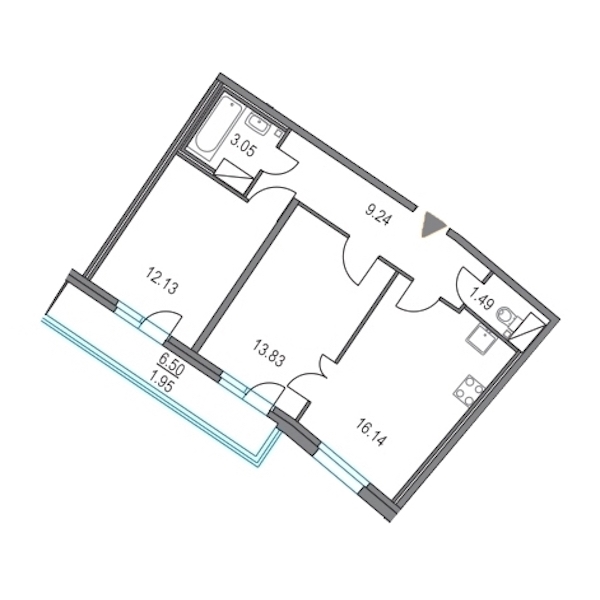 2-комнатная, 56 м² — ЖК ЖК Приморский квартал