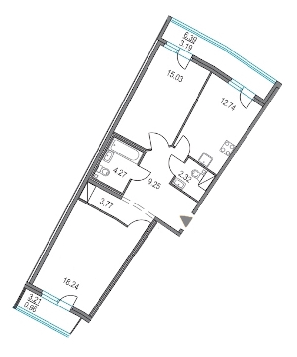 2-комнатная, 66 м² — ЖК ЖК Приморский квартал