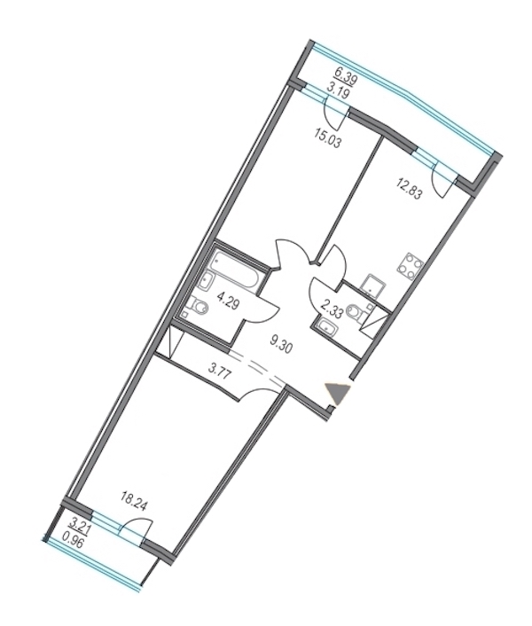 2-комнатная, 66 м² — ЖК ЖК Приморский квартал