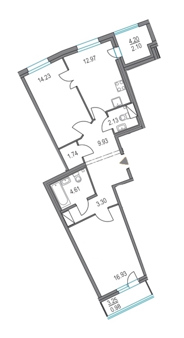 2-комнатная, 66 м² — ЖК ЖК Приморский квартал