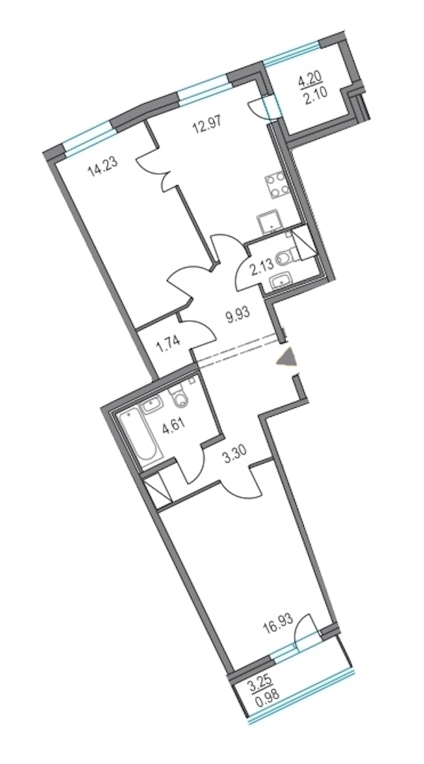 2-комнатная, 66 м² — ЖК ЖК Приморский квартал