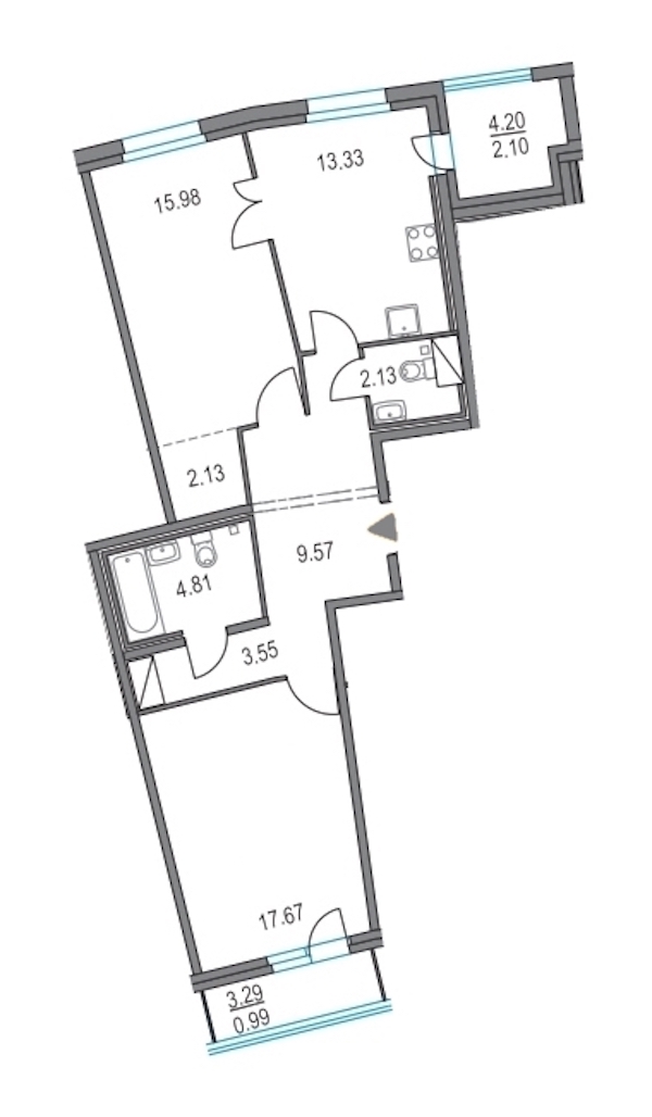 2-комнатная, 69 м² — ЖК ЖК Приморский квартал
