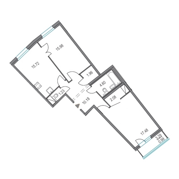 2-комнатная, 69 м² — ЖК ЖК Приморский квартал