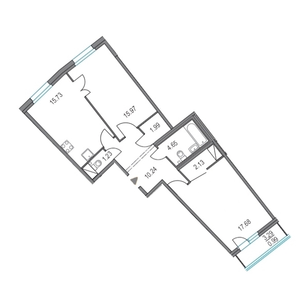 2-комнатная, 70 м² — ЖК ЖК Приморский квартал