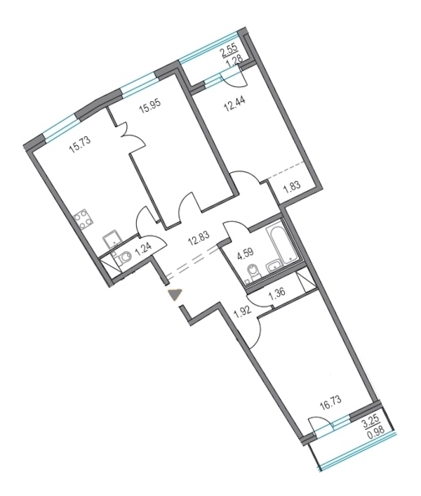 3-комнатная, 85 м² — ЖК ЖК Приморский квартал