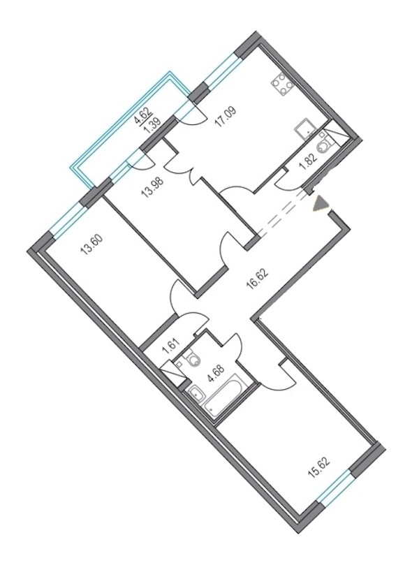 3-комнатная, 85 м² — ЖК ЖК Приморский квартал