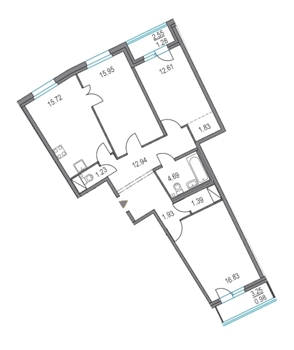 3-комнатная, 85 м² — ЖК ЖК Приморский квартал