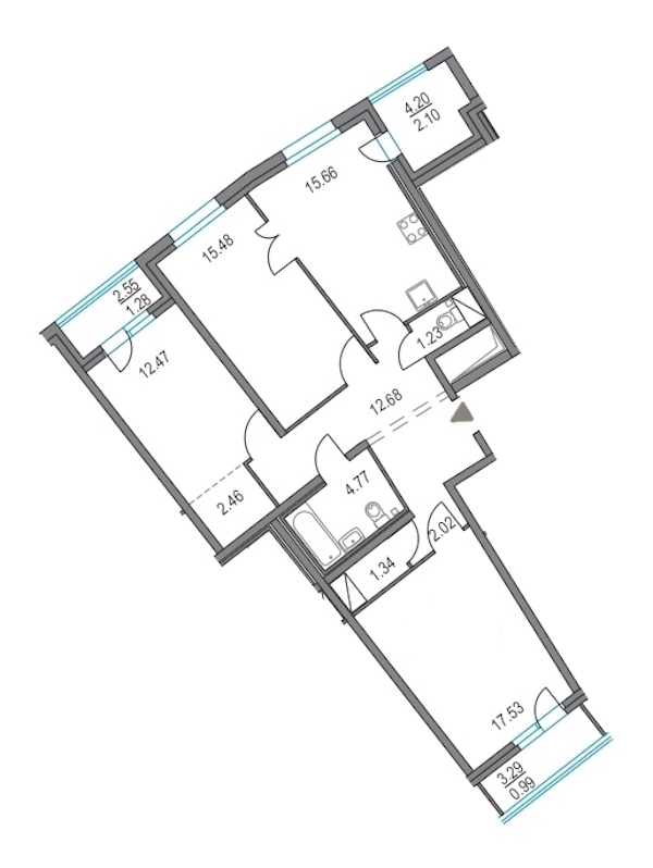 3-комнатная, 86 м² — ЖК ЖК Приморский квартал