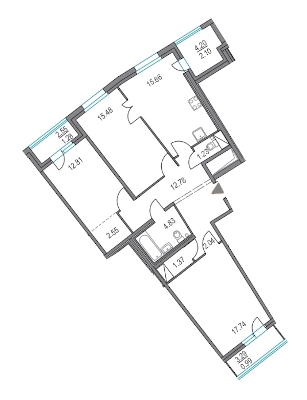 3-комнатная, 86 м² — ЖК ЖК Приморский квартал