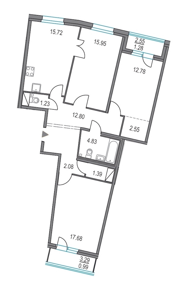 3-комнатная, 87 м² — ЖК ЖК Приморский квартал