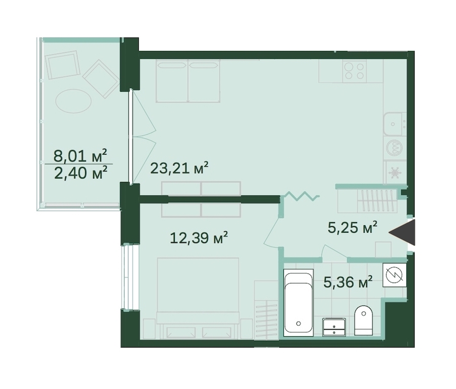 1-комнатная, 49 м² — ЖК ЖК Магнифика Резиденс (Magnifika Residence)