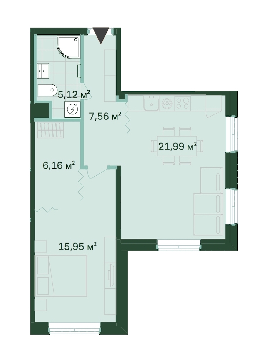 1-комнатная, 57 м² — ЖК ЖК Магнифика Резиденс (Magnifika Residence)