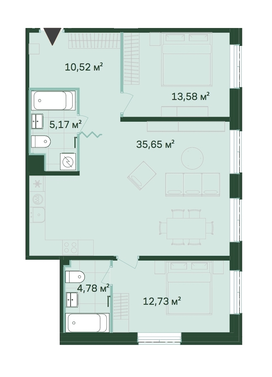 2-комнатная, 82 м² — ЖК ЖК Магнифика Резиденс (Magnifika Residence)
