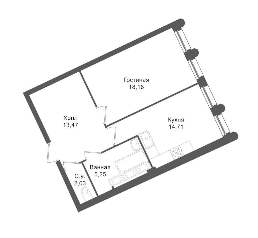 1-комнатная, 51 м² — ЖК ЖК "Esper Club"