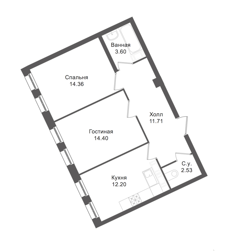 2-комнатная, 56 м² — ЖК ЖК "Esper Club"