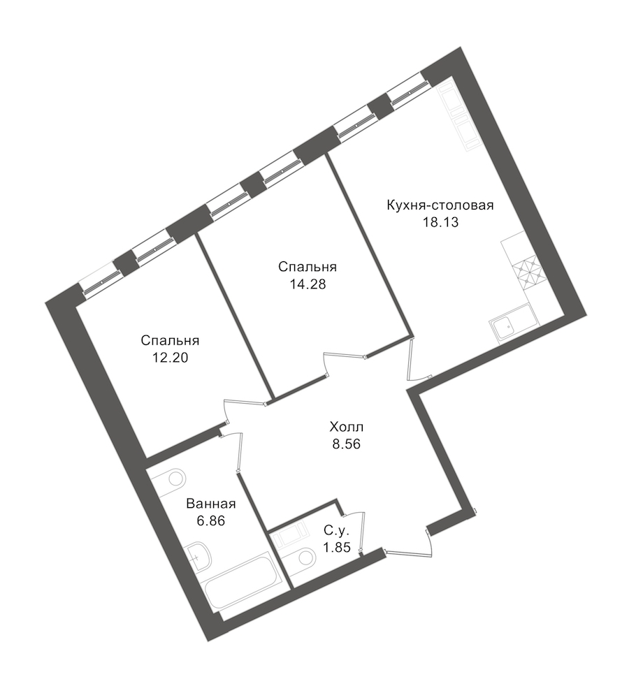 2-комнатная, 65 м² — ЖК ЖК "Esper Club"
