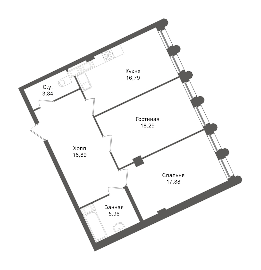 2-комнатная, 78 м² — ЖК ЖК "Esper Club"