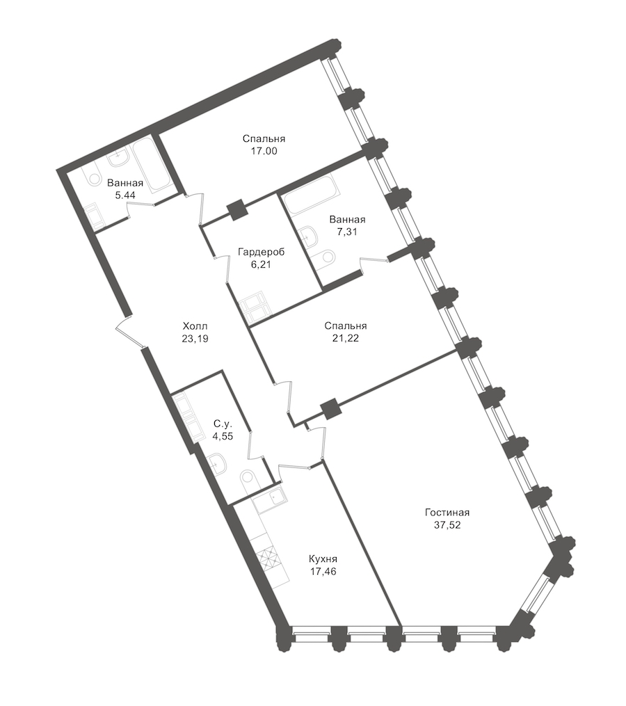 3-комнатная, 120 м² — ЖК ЖК "Esper Club"