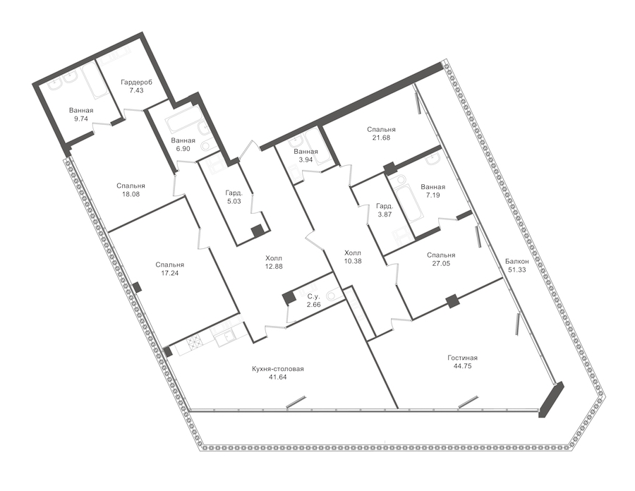 5-комнатная, 213 м² — ЖК ЖК "Esper Club"