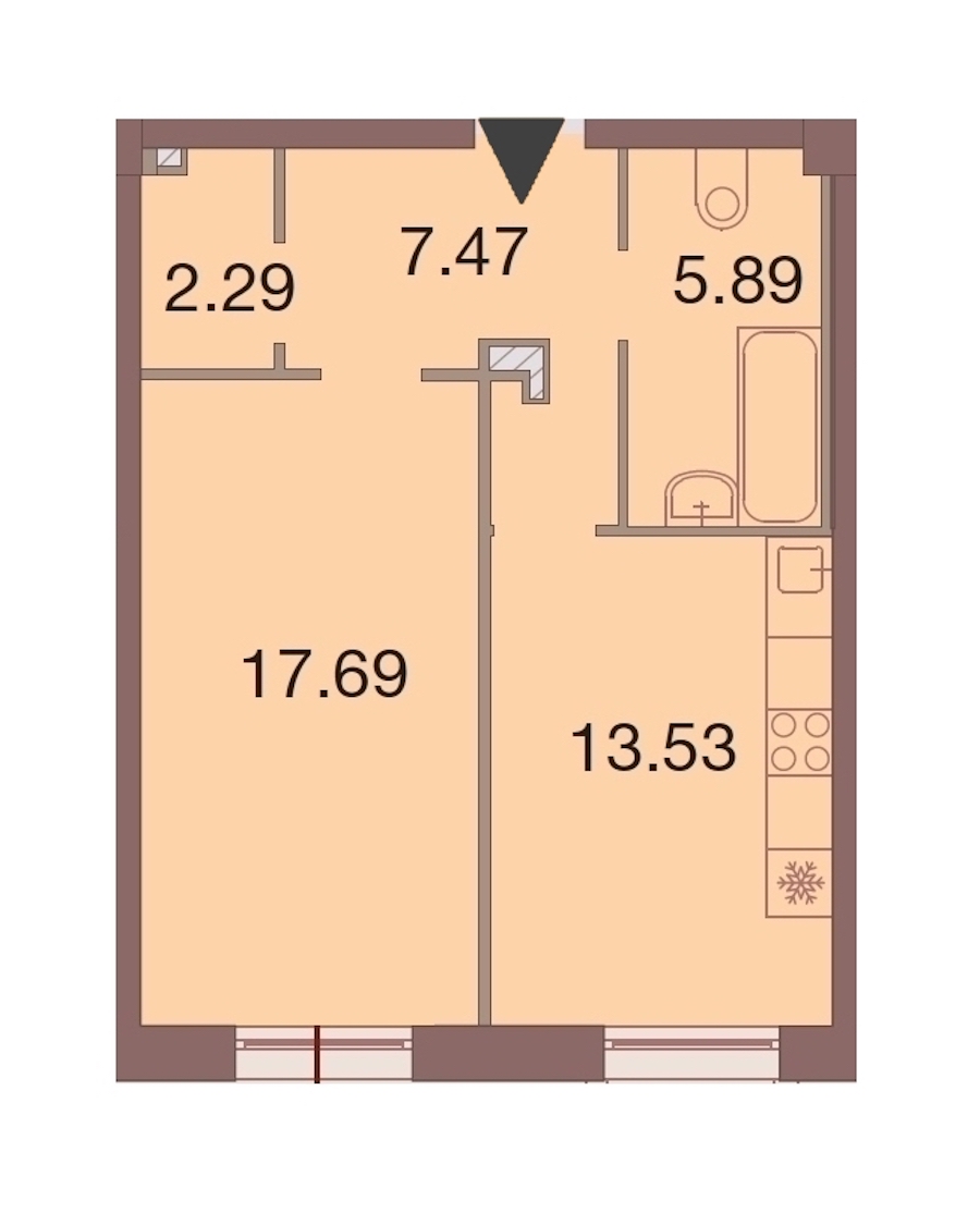 1-комнатная, 47 м² — ЖК ЖК Neva Haus (Нева Хаус)