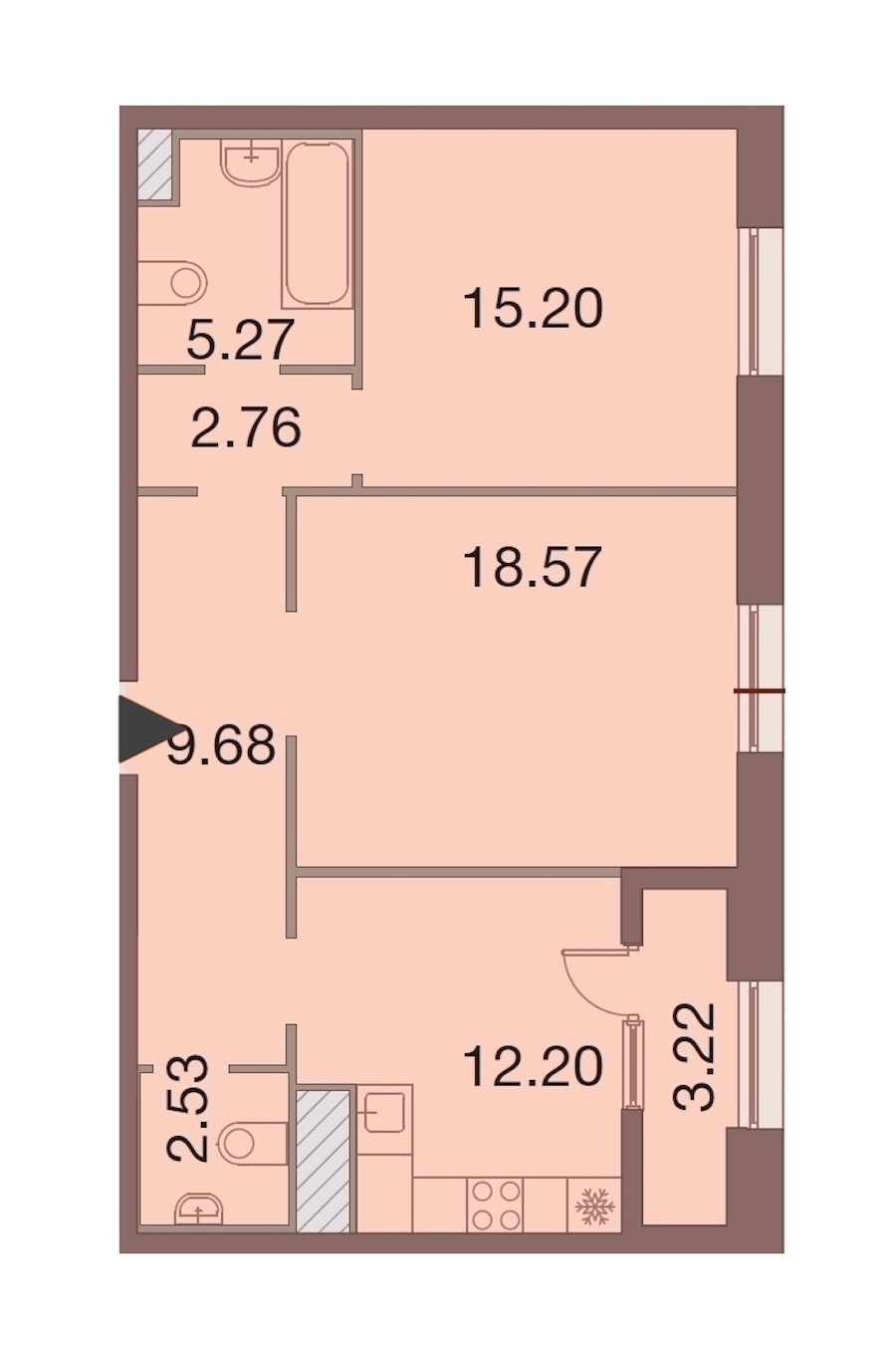 2-комнатная, 68 м² — ЖК ЖК Neva Haus (Нева Хаус)