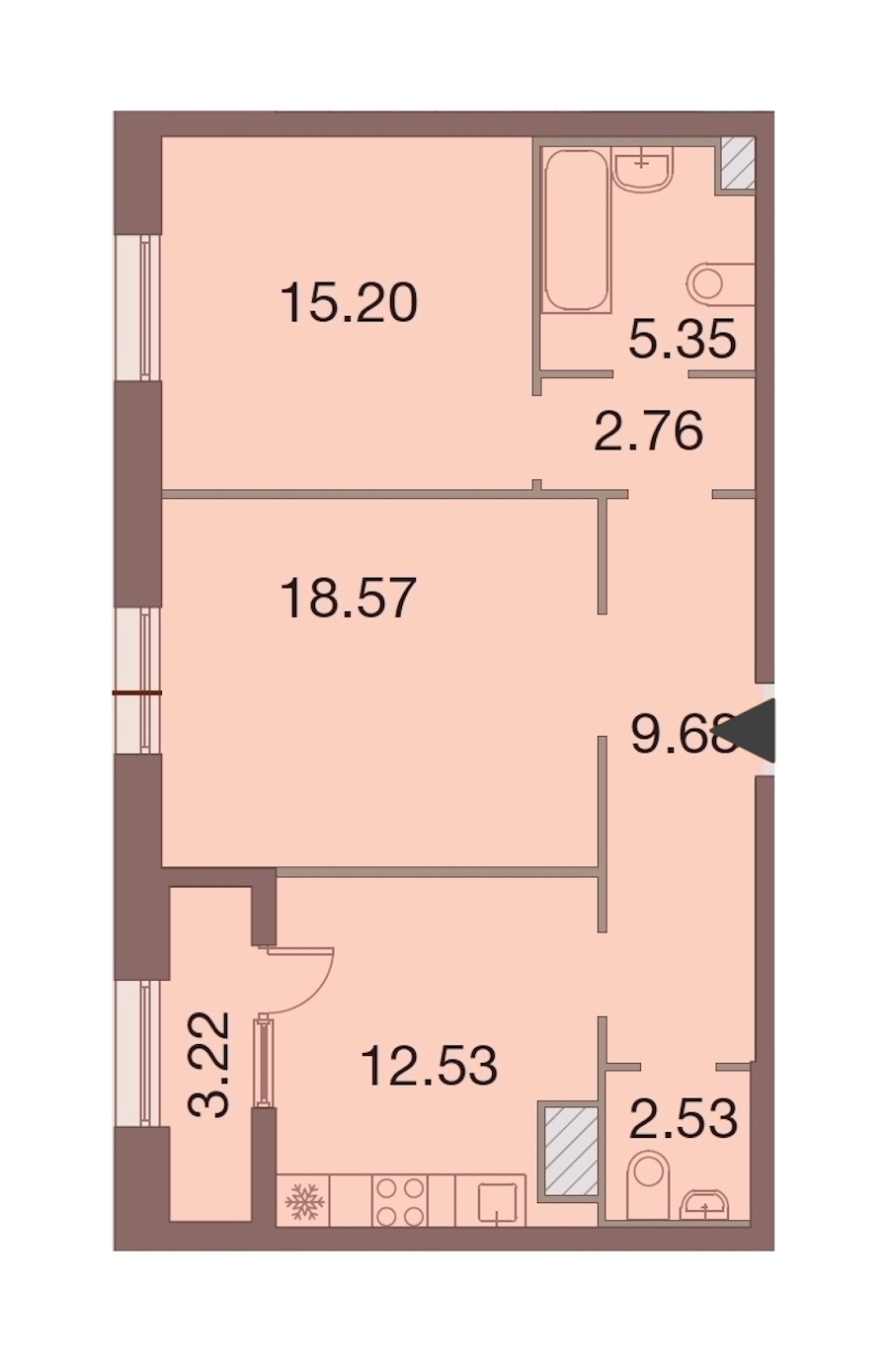 2-комнатная, 68 м² — ЖК ЖК Neva Haus (Нева Хаус)