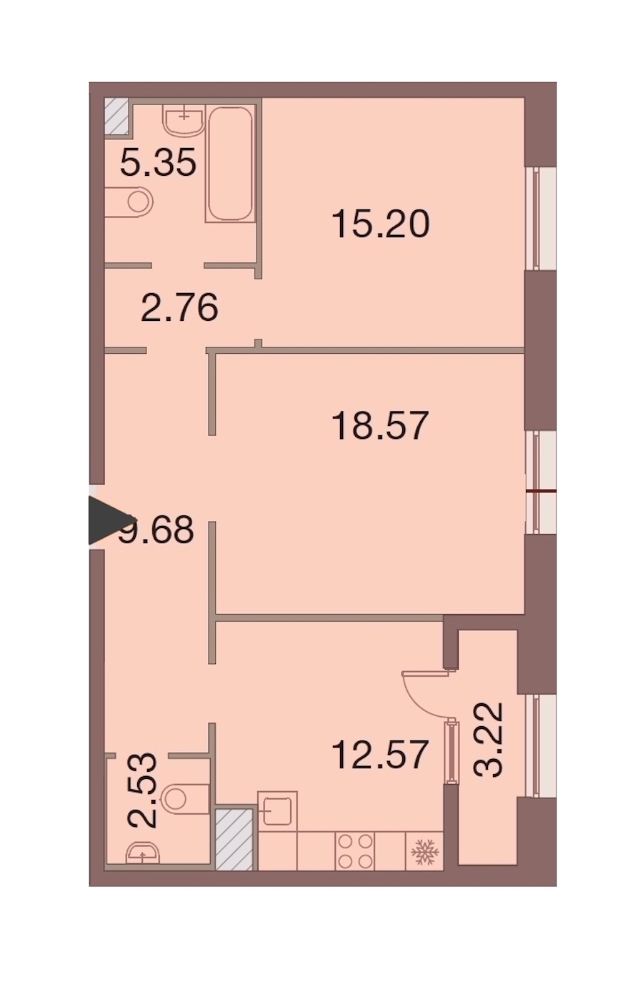 2-комнатная, 68 м² — ЖК ЖК Neva Haus (Нева Хаус)