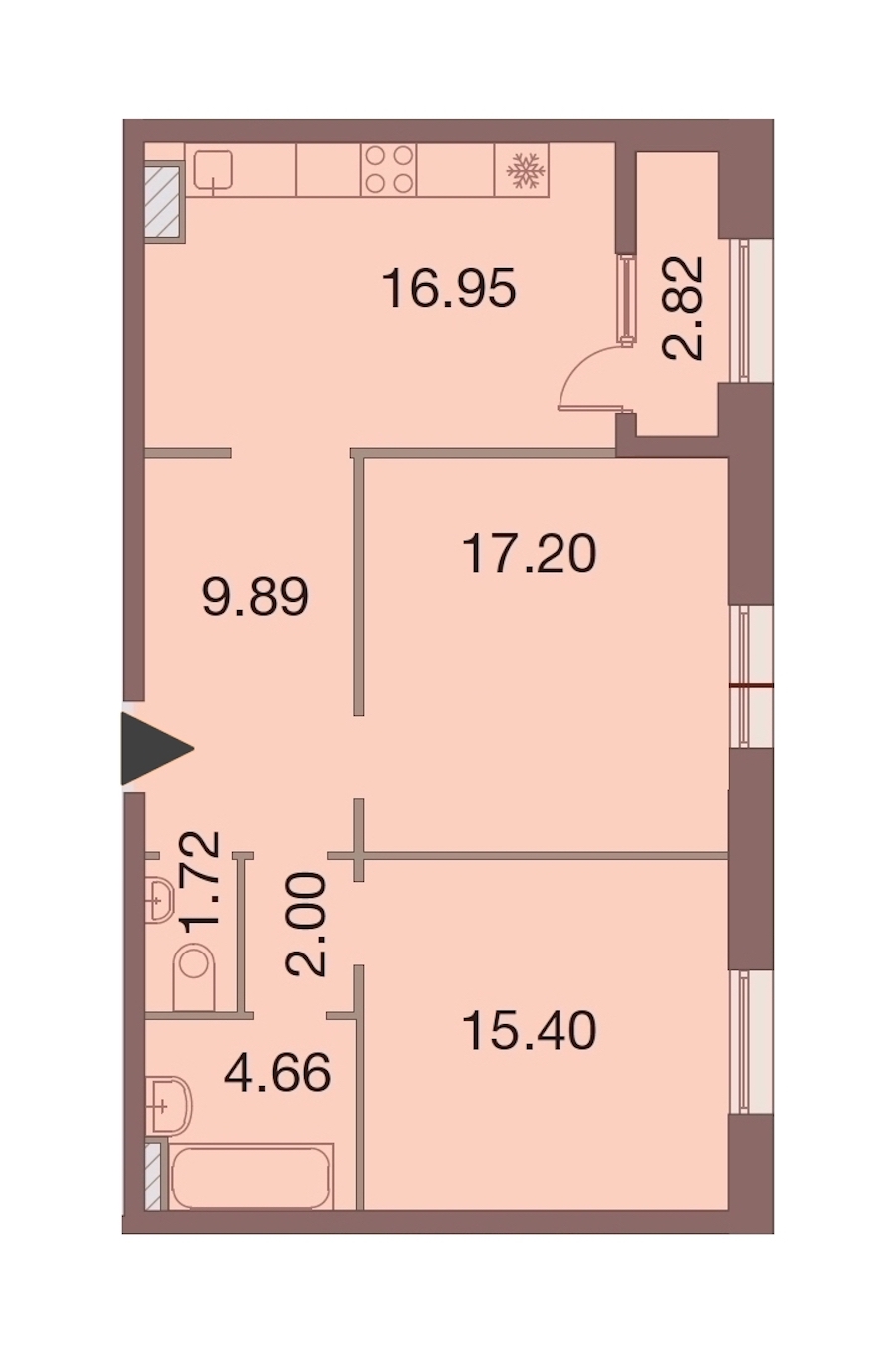 2-комнатная, 69 м² — ЖК ЖК Neva Haus (Нева Хаус)