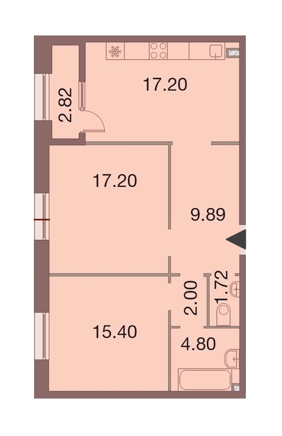 2-комнатная, 70 м² — ЖК ЖК Neva Haus (Нева Хаус)