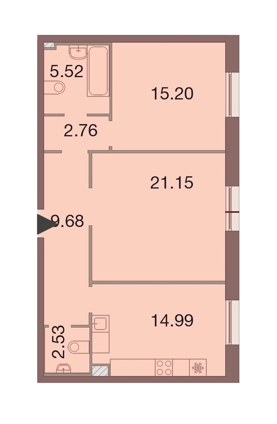 2-комнатная, 72 м² — ЖК ЖК Neva Haus (Нева Хаус)