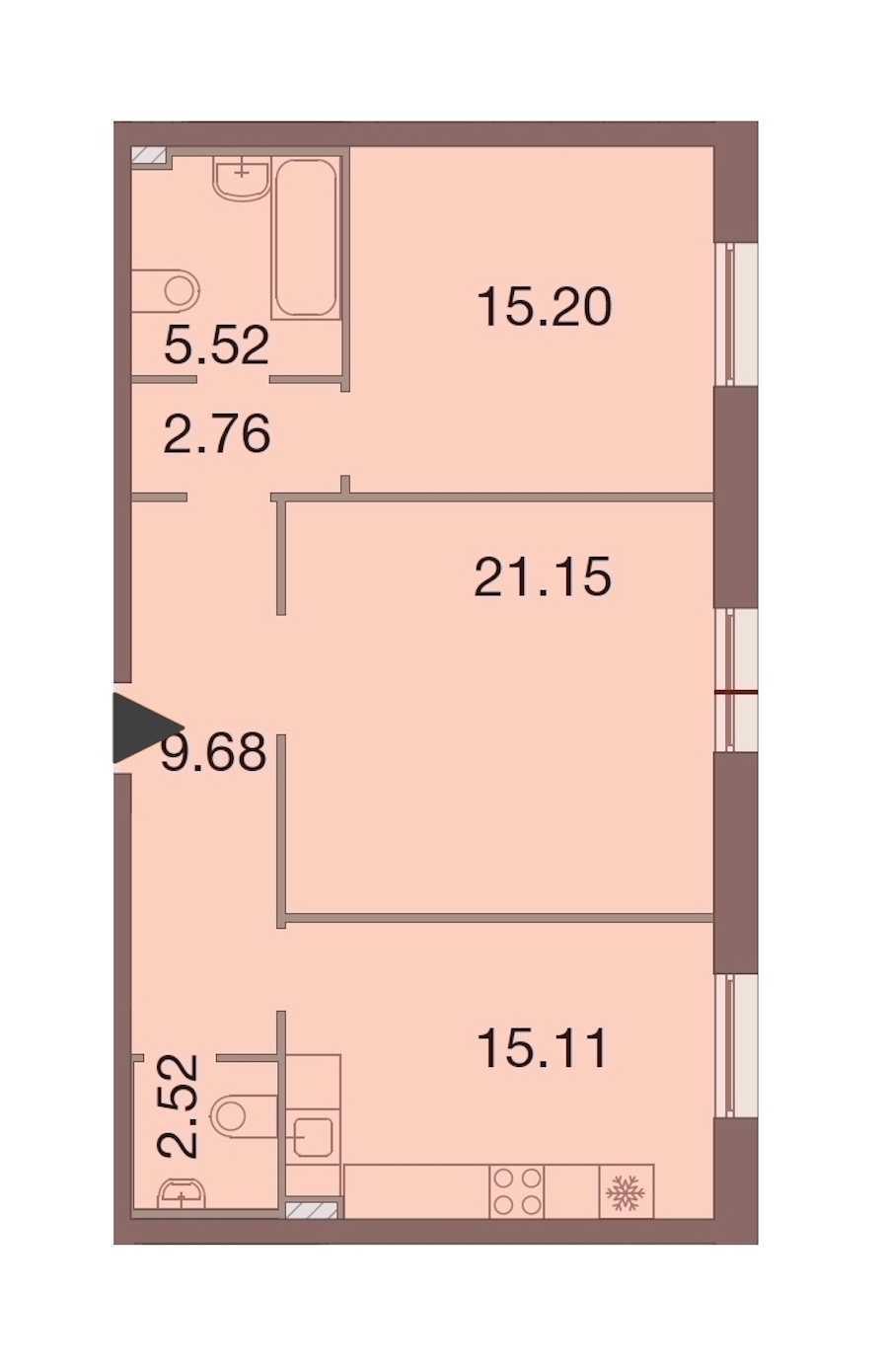 2-комнатная, 72 м² — ЖК ЖК Neva Haus (Нева Хаус)