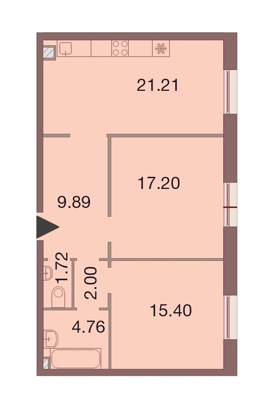 2-комнатная, 72 м² — ЖК ЖК Neva Haus (Нева Хаус)