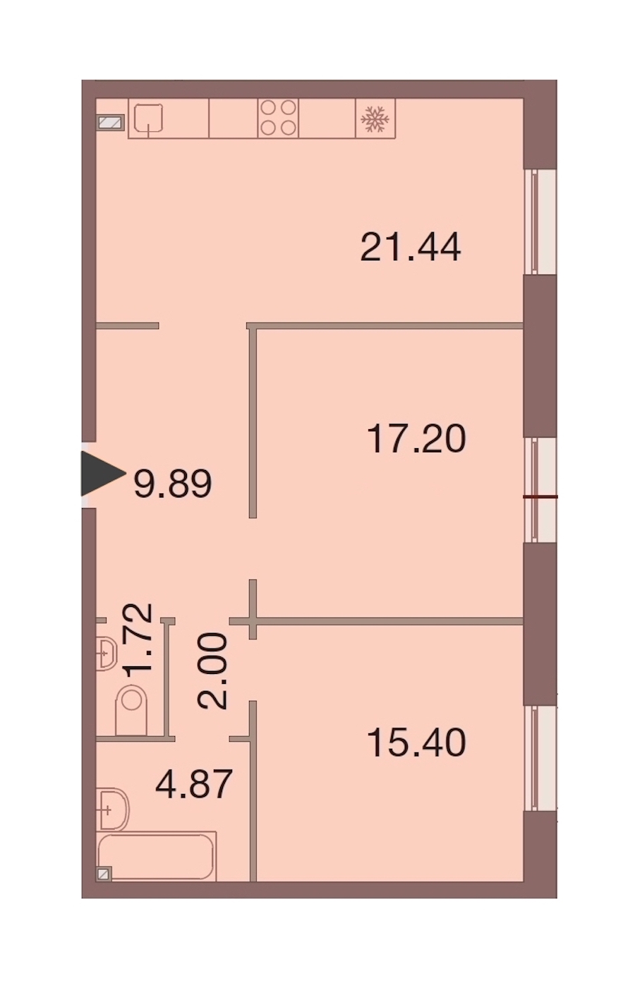 2-комнатная, 73 м² — ЖК ЖК Neva Haus (Нева Хаус)