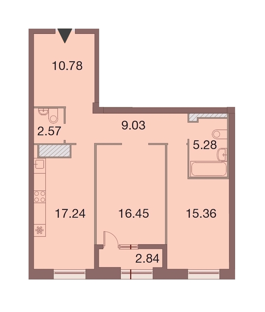 2-комнатная, 78 м² — ЖК ЖК Neva Haus (Нева Хаус)