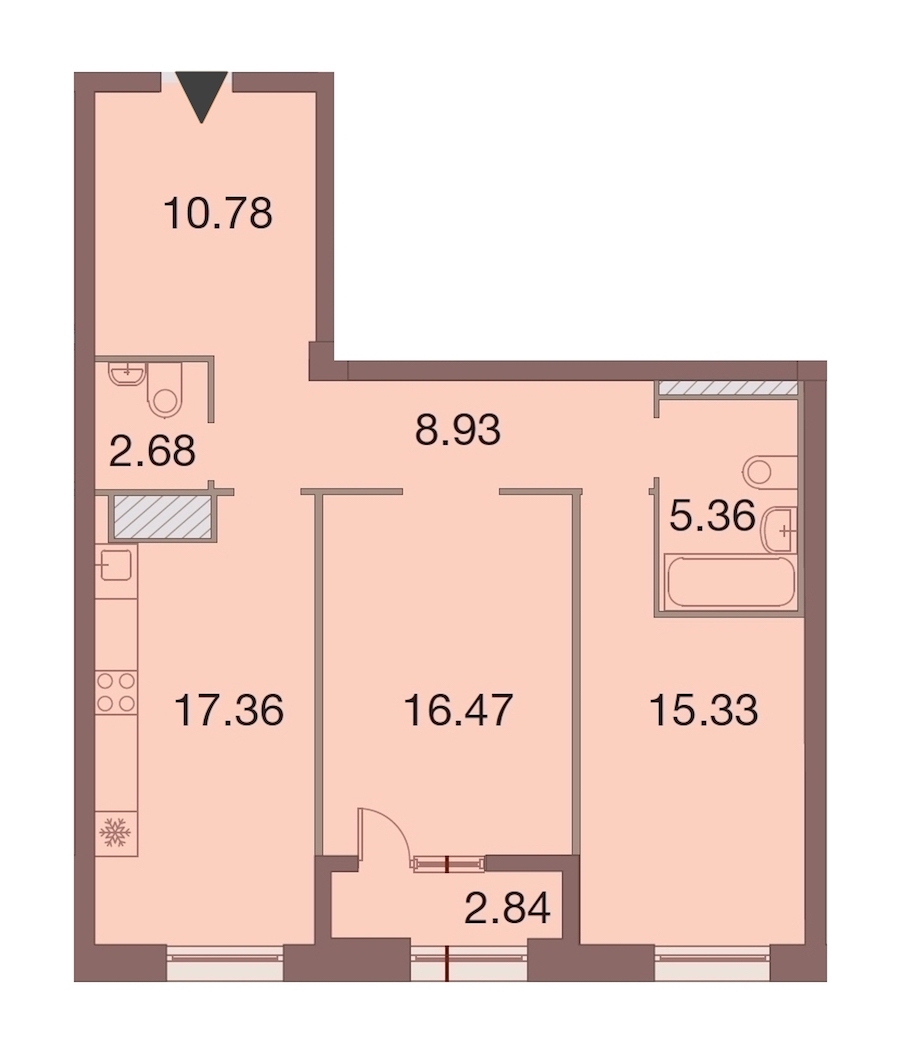 2-комнатная, 78 м² — ЖК ЖК Neva Haus (Нева Хаус)