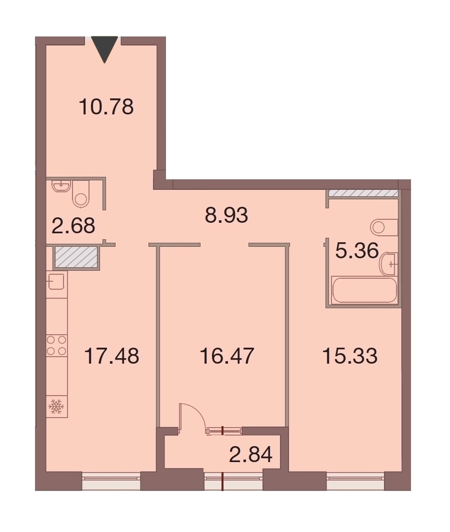 2-комнатная, 78 м² — ЖК ЖК Neva Haus (Нева Хаус)